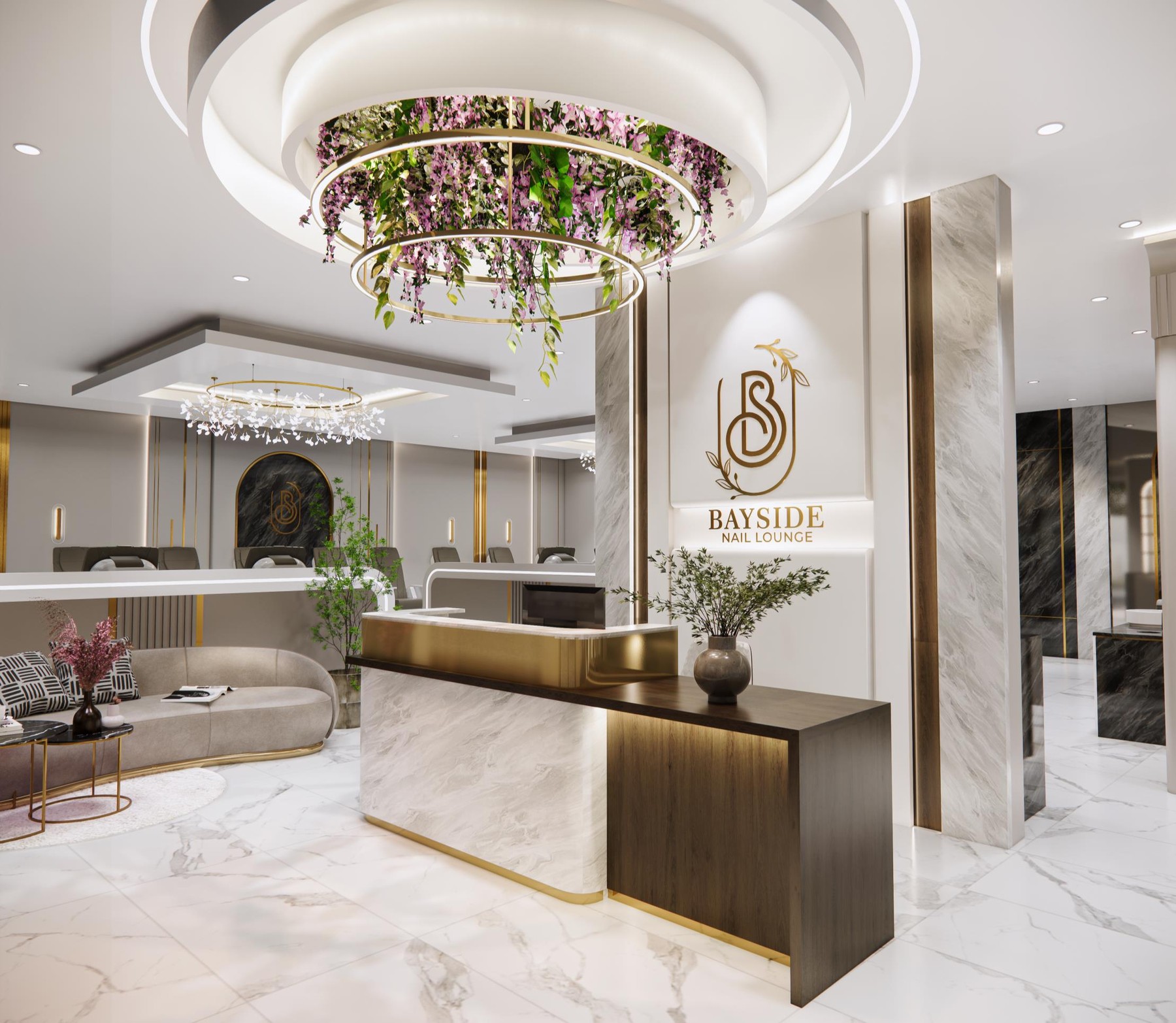 Bayside Reception with Grand Chandelier
