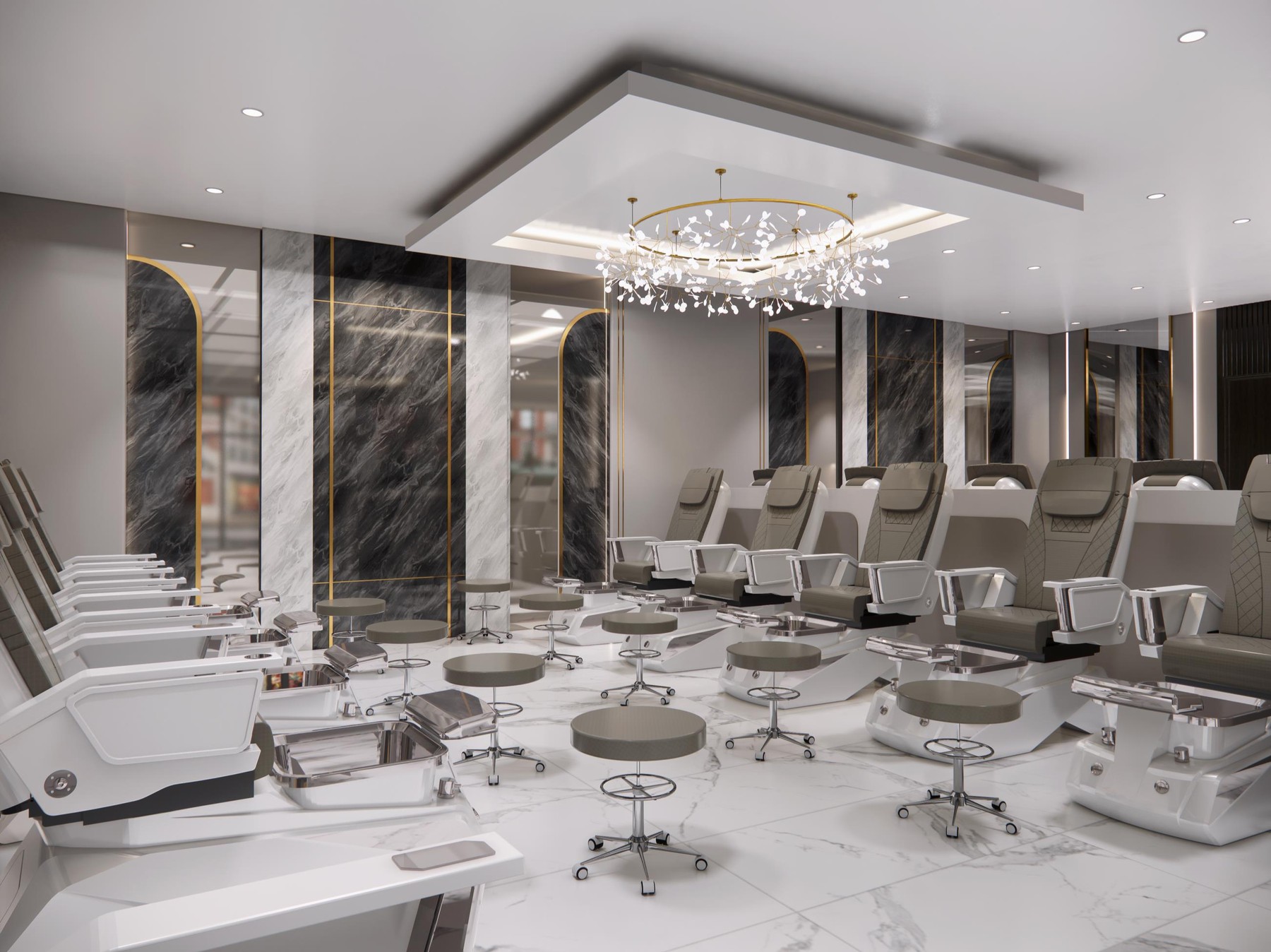 Pedicure Hall with Arched Marble